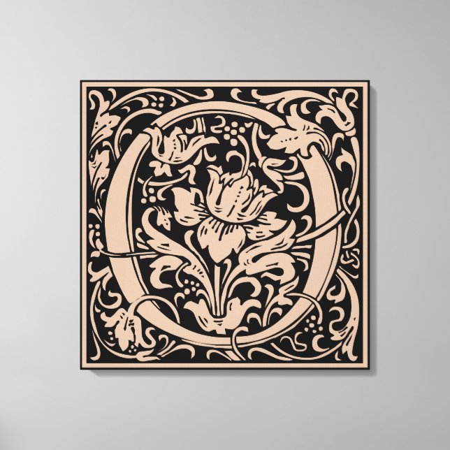 Letter O mittelalterliche Monogram Art Nouveau Leinwanddruck (Vorderseite)
