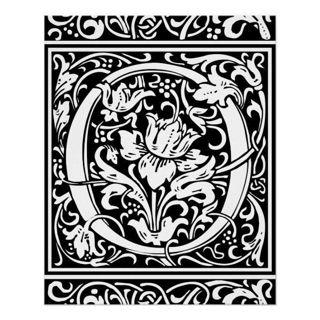Letter O mittelalterliche Monogram Art Nouveau Poster (Vorderseite)