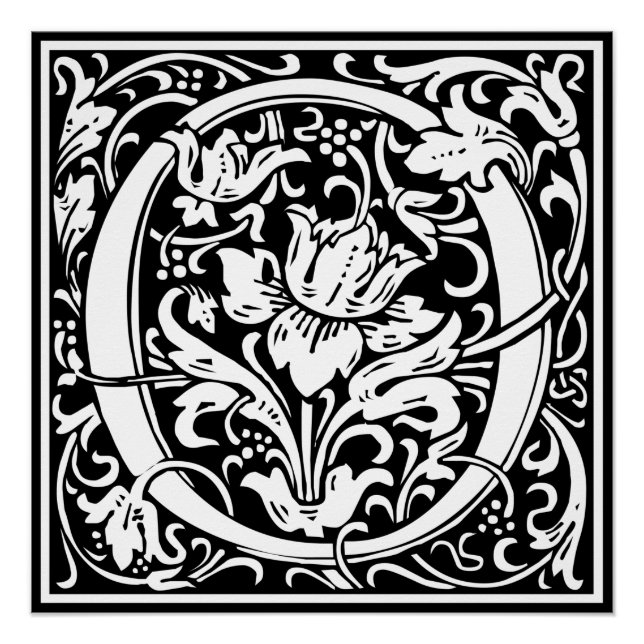 Letter O mittelalterliche Monogram Art Nouveau Poster (Vorderseite)