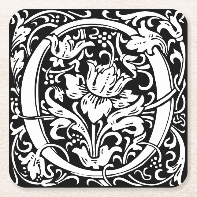 Letter O mittelalterliche Monogram Art Nouveau Rechteckiger Pappuntersetzer (Vorderseite)