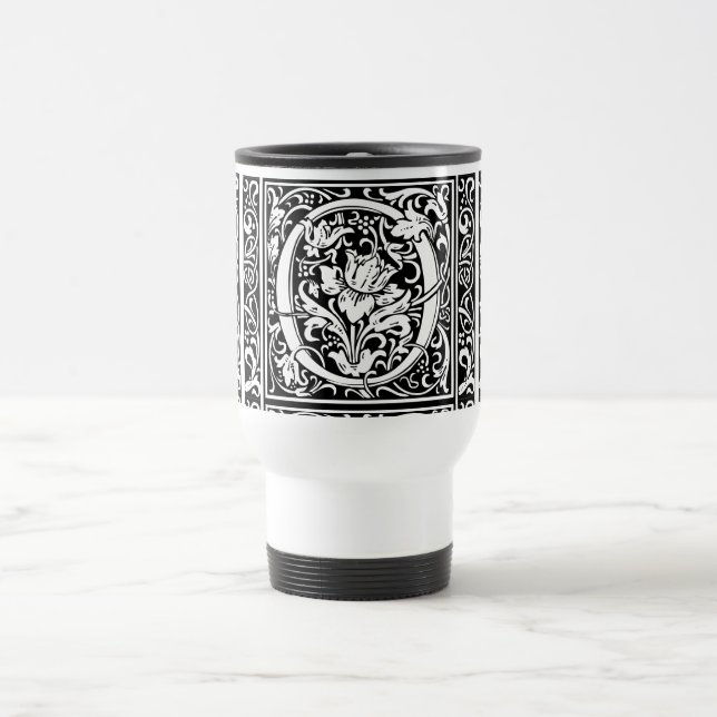 Letter O mittelalterliche Monogram Art Nouveau Reisebecher (Mittel)