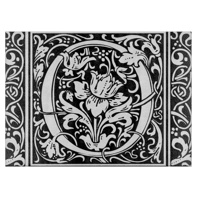 Letter O mittelalterliche Monogram Art Nouveau Schneidebrett (Vorderseite)