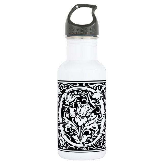 Letter O mittelalterliche Monogram Art Nouveau Trinkflasche (Vorderseite)