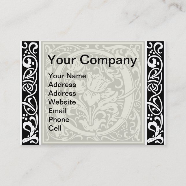 Letter O mittelalterliche Monogram Art Nouveau Visitenkarte (Vorderseite)