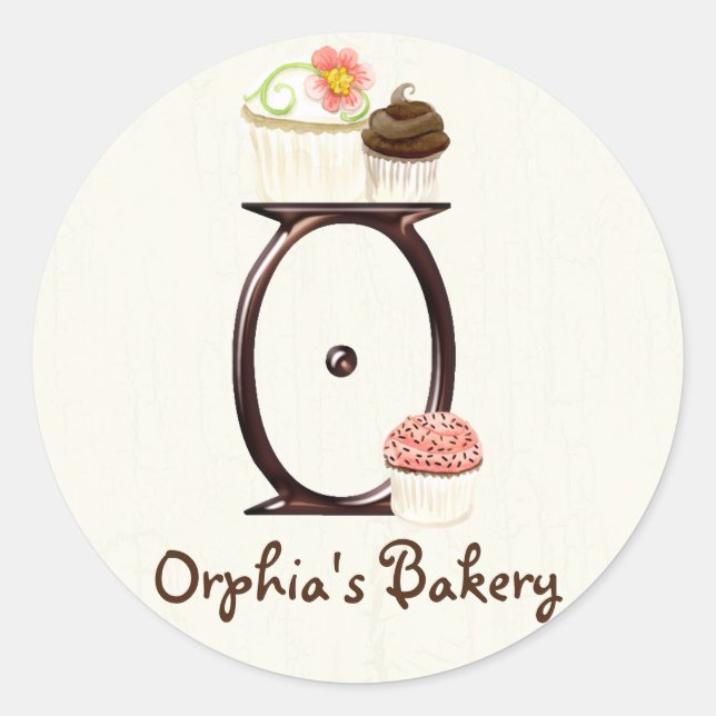 Letter O Monogram Cupcake Logo-Aufkleber Runder Aufkleber (Vorderseite)