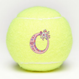 Letter O-Monogramm-Girls personalisierte Doodart Tennisbälle