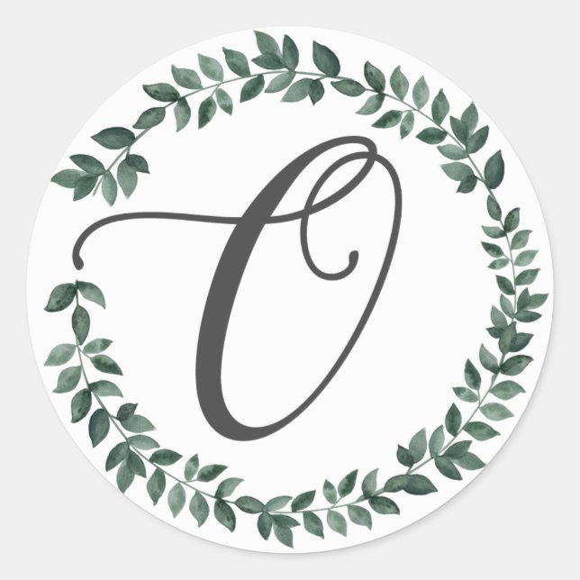 Letter O Monogramm Minimalistischer botanischer Le Runder Aufkleber (Vorderseite)