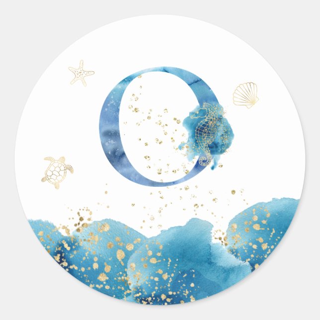 *~* LETTER O - Sea Ocean Beach Umschlag Aufkleber (Vorderseite)