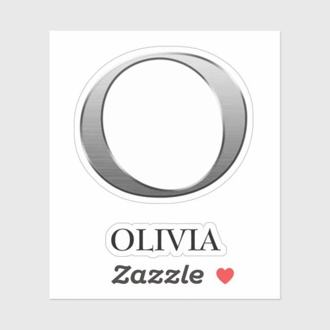 Letter O Two-Tone Silver Gray und Name Aufkleber (Blatt)