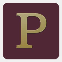 Letter P Gold Square Sticker