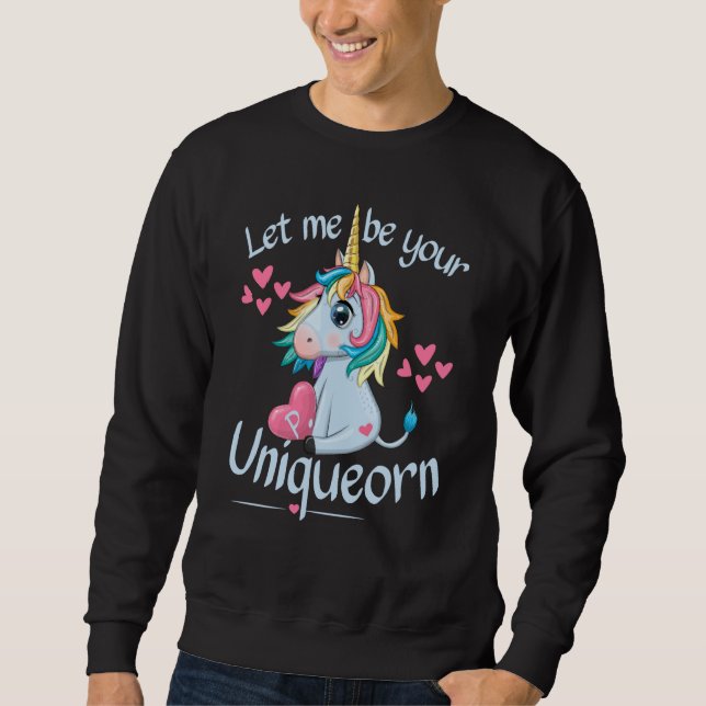 Letter P Heart Uniqueorn Couple Valentines Day Uni Sweatshirt (Vorderseite)