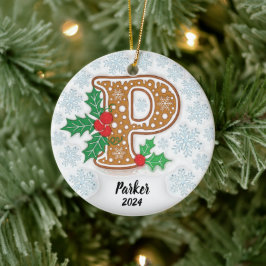 Letter P Individuelle Name Monogram Christmas Keramik Ornament