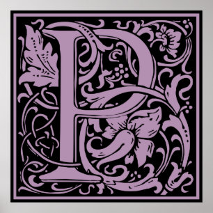Letter P Medieval Monogramm Vintag Poster