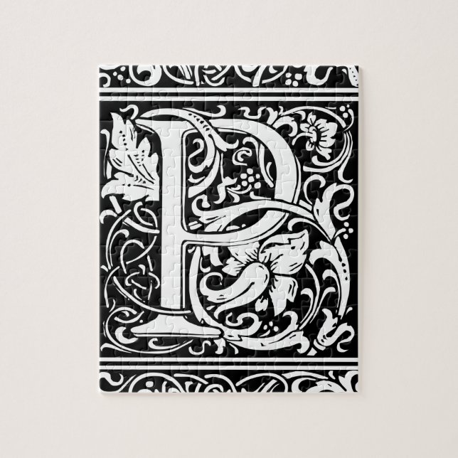 Letter P Mittelalterliche Monogram Art Nouveau (Vertikal)