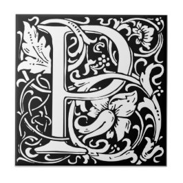 Letter P Mittelalterliche Monogram Art Nouveau Fliese