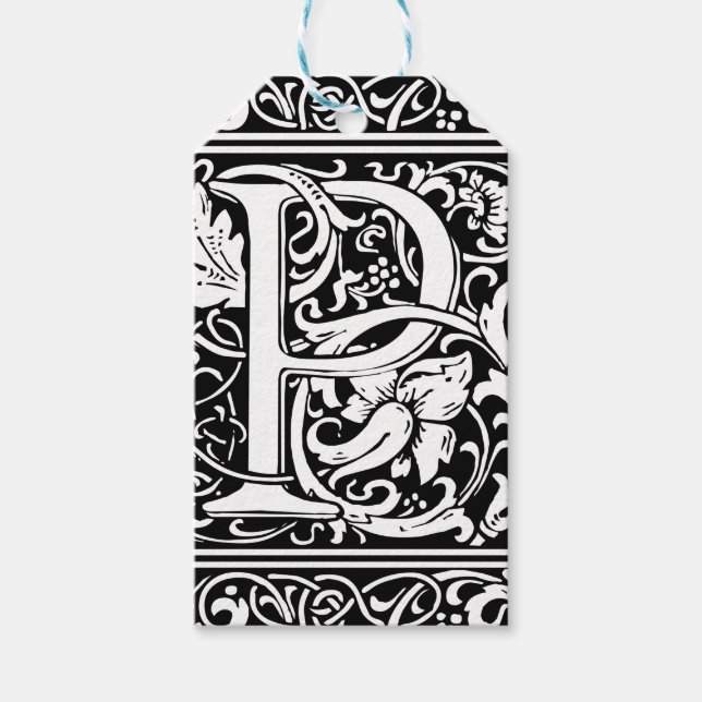 Letter P Mittelalterliche Monogram Art Nouveau Geschenkanhänger (Vorderseite)