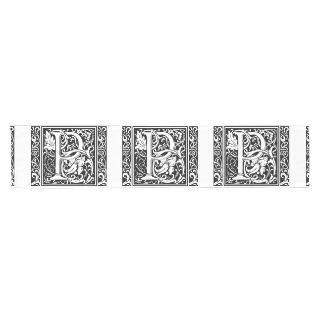 Letter P Mittelalterliche Monogram Art Nouveau Kurzer Tischläufer (Horizontal)
