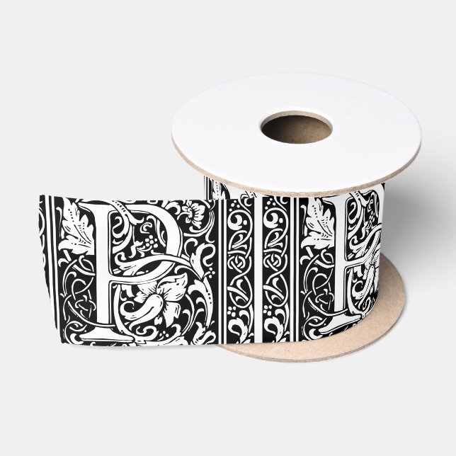 Letter P Mittelalterliche Monogram Art Nouveau Satinband (Spule)