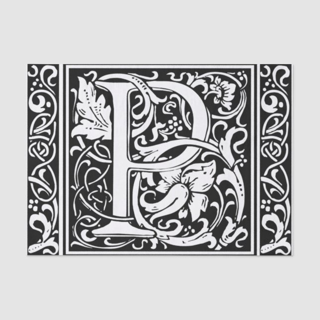 Letter P Mittelalterliche Monogram Art Nouveau Seidenpapier (Vorderseite)