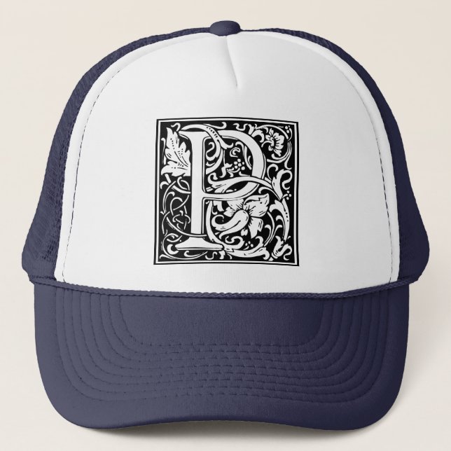 Letter P Mittelalterliche Monogram Art Nouveau Truckerkappe (Vorderseite)