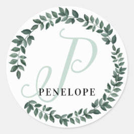Letter P Monogram Individuelle Name Minimalistisch Runder Aufkleber