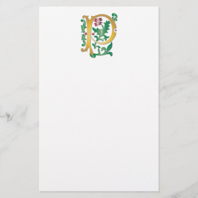 Letter P Monogram-Lilie Briefpapier (Vorderseite)