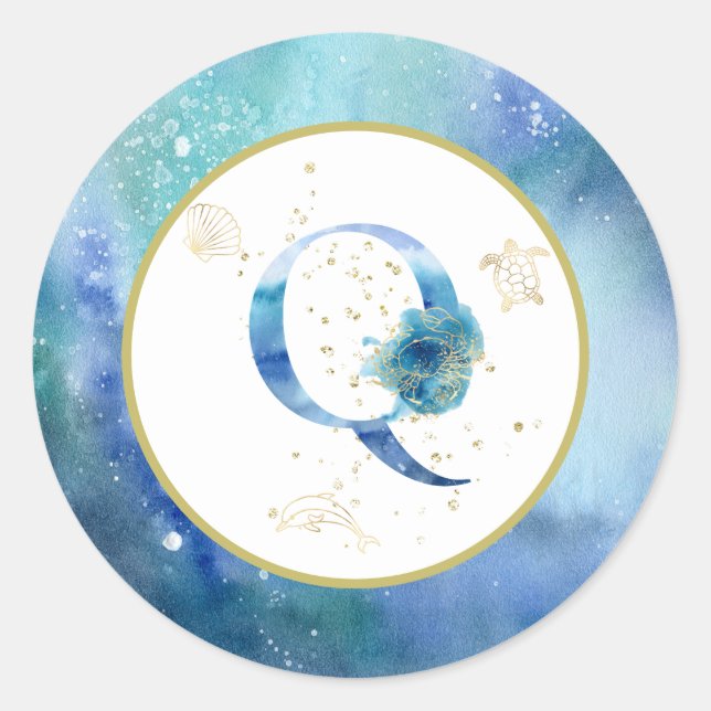 *~* LETTER Q - Aufkleber für Nautical Beach Envelo (Vorderseite)