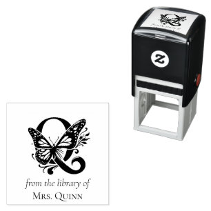 Letter Q-Butterfly-Monogramm aus der Bibliothek Permastempel