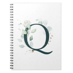 Letter Q Eukalyptus und Gold Mit Monogramm Noteboo Notizblock