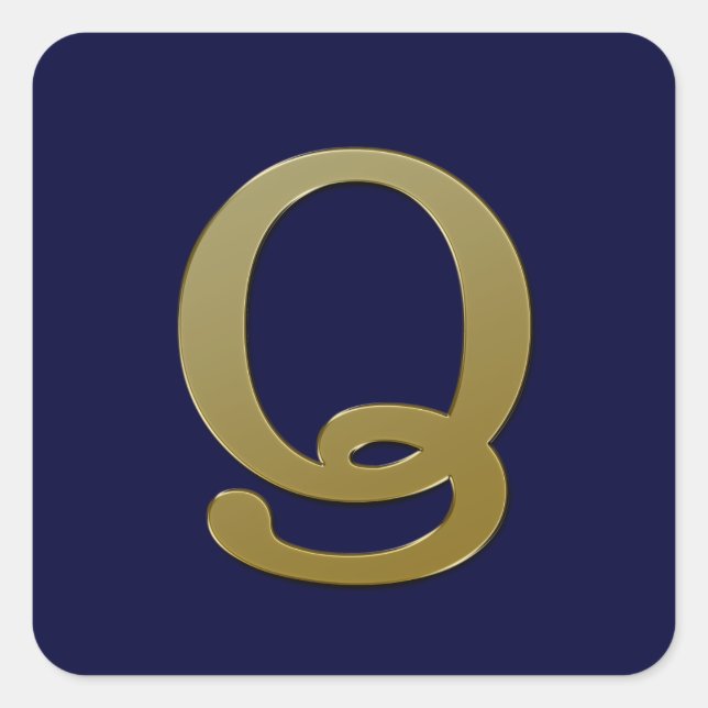 Letter Q Gold Square Sticker (Vorderseite)