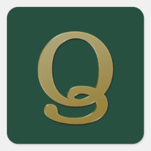 Letter Q Gold Square Sticker