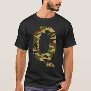 Letter Q Hauptstadt Alphabet Camouflage Initial T-Shirt
