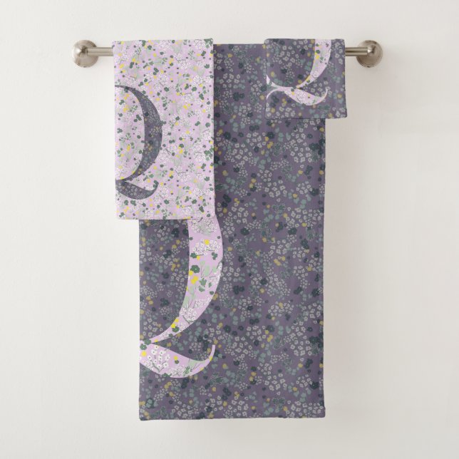 Letter Q lila Freiheit Badhandtuch Set (Insitu)