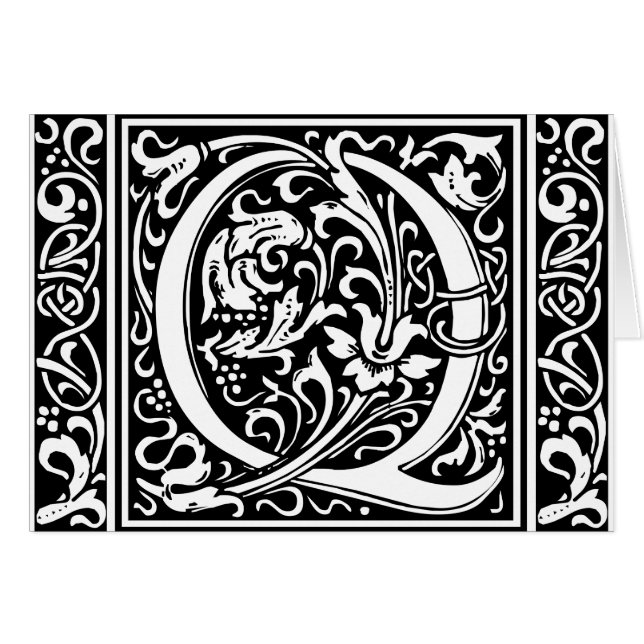 Letter Q Mittelalterliche Monogram Art Nouveau (Vorderseite (Horizontal))