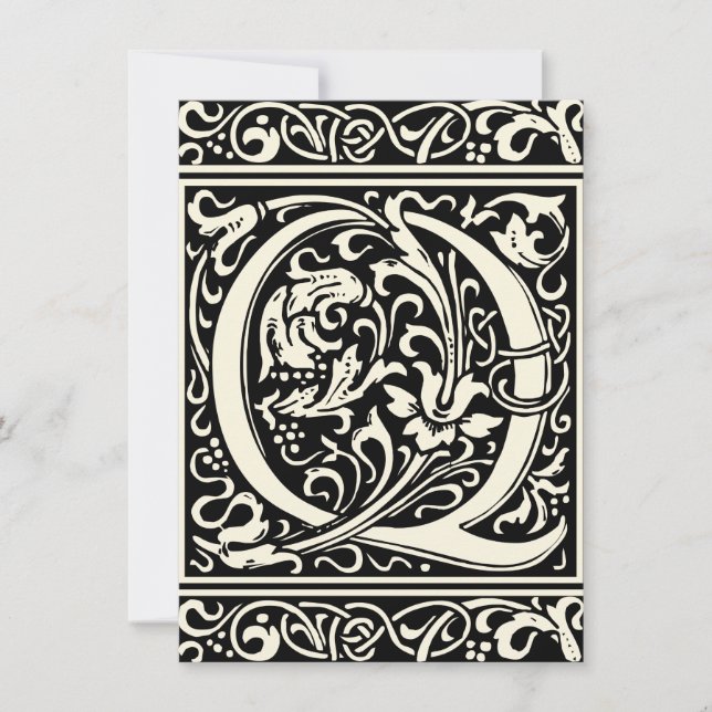 Letter Q Mittelalterliche Monogram Art Nouveau Einladung (Vorderseite)