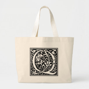 Letter Q Mittelalterliche Monogram Art Nouveau Jumbo Stoffbeutel