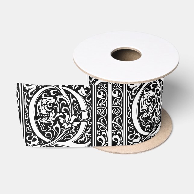 Letter Q Mittelalterliche Monogram Art Nouveau Satinband (Spule)