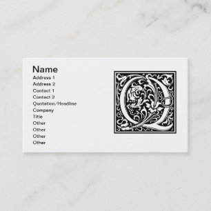 Letter Q Mittelalterliche Monogram Art Nouveau Visitenkarte