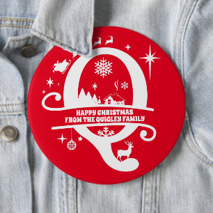 Letter Q Monogram Anfangsname Familienname Gruß Button