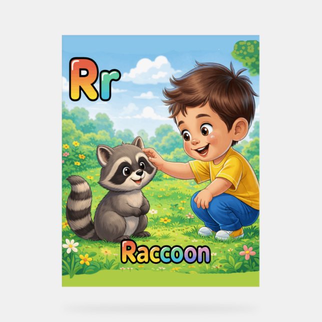 Letter R Alphabet Poster – R is for Raccoon (Vorderseite)