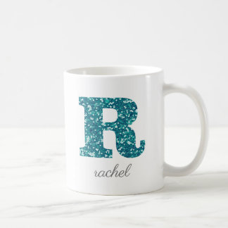 Letter R Blue Funkelnd, personalisierte Umarmung Kaffeetasse