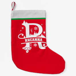 Letter R Christmas Monogram Initial Name Red White Kleiner Weihnachtsstrumpf