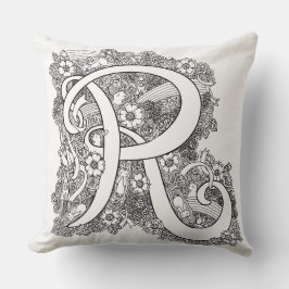 Letter R Eindoodle gekuppelt gemustertes Kissen