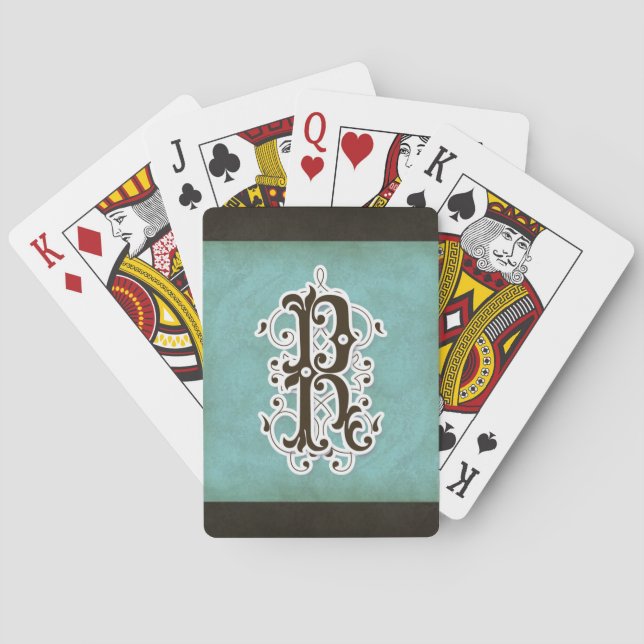 Letter R - Elegante Monogramm-Dekoration Moderne V Spielkarten (Rückseite)
