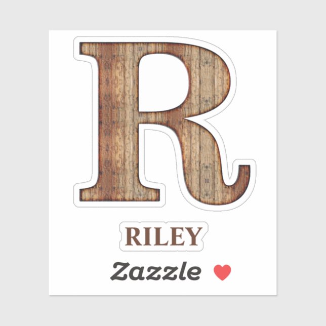 Letter R-Holzstruktur mit individuelle Name-Aufkle Aufkleber (Blatt)