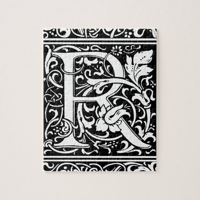 Letter R Mittelalterliche Monogram Art Nouveau (Vertikal)