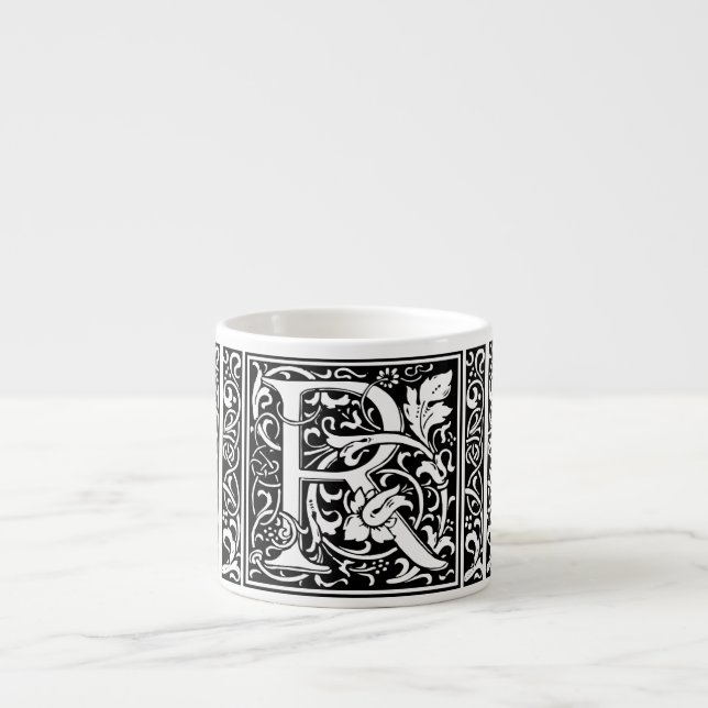 Letter R Mittelalterliche Monogram Art Nouveau Espressotasse (Vorderseite)