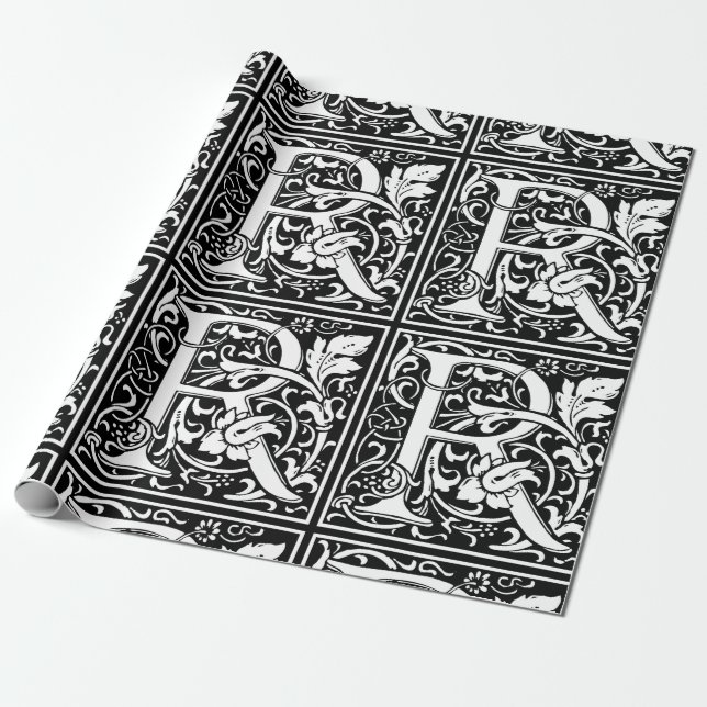 Letter R Mittelalterliche Monogram Art Nouveau Geschenkpapier (Ungerollt)