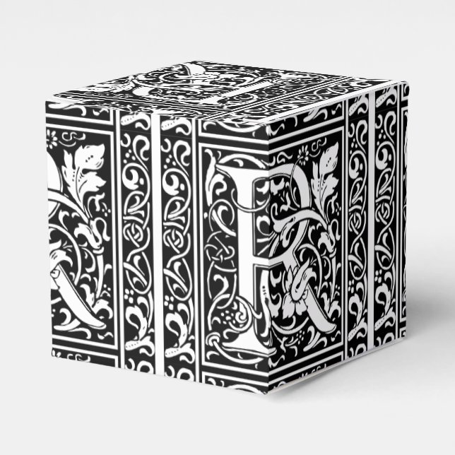 Letter R Mittelalterliche Monogram Art Nouveau Geschenkschachtel (Vorderseite)