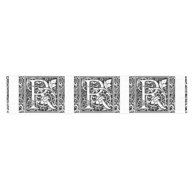 Letter R Mittelalterliche Monogram Art Nouveau Kurzer Tischläufer (Horizontal)